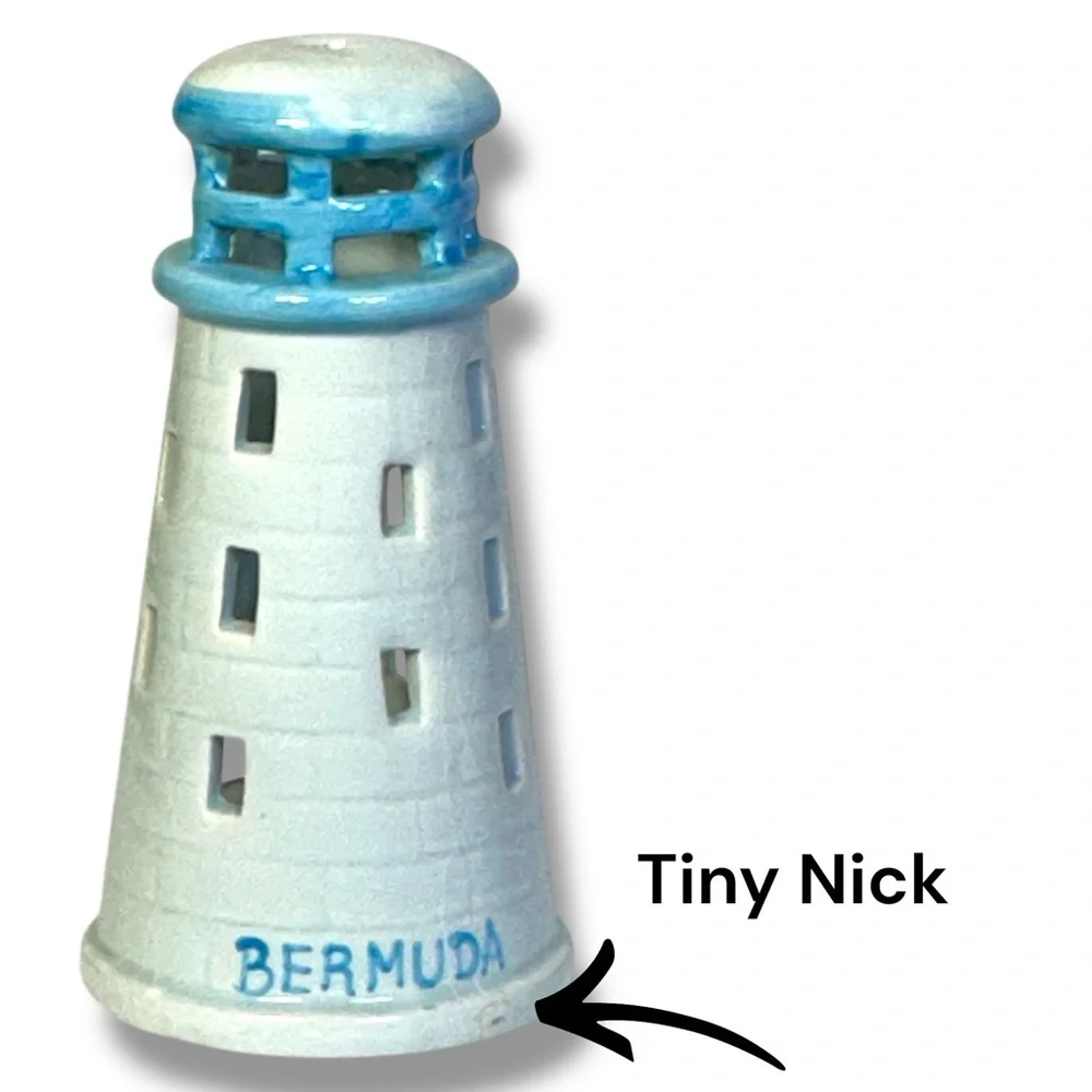 Bermuda Trader Lighthouse Tea Light Ceramic Candle Holder Decorative Blue White - Picture 6 of 16